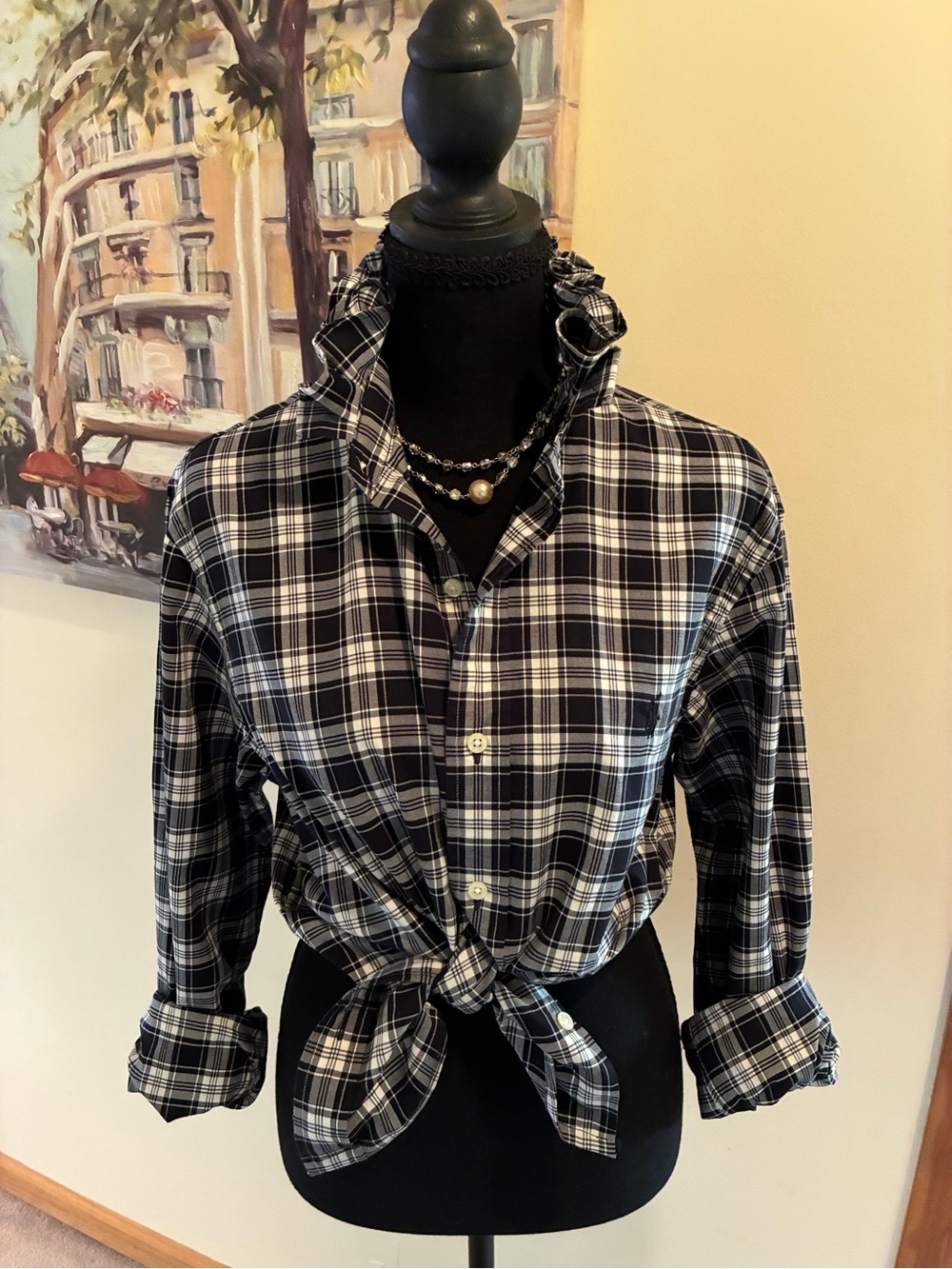 Ralph Lauren Black & White Plaid Button-Down Shirt